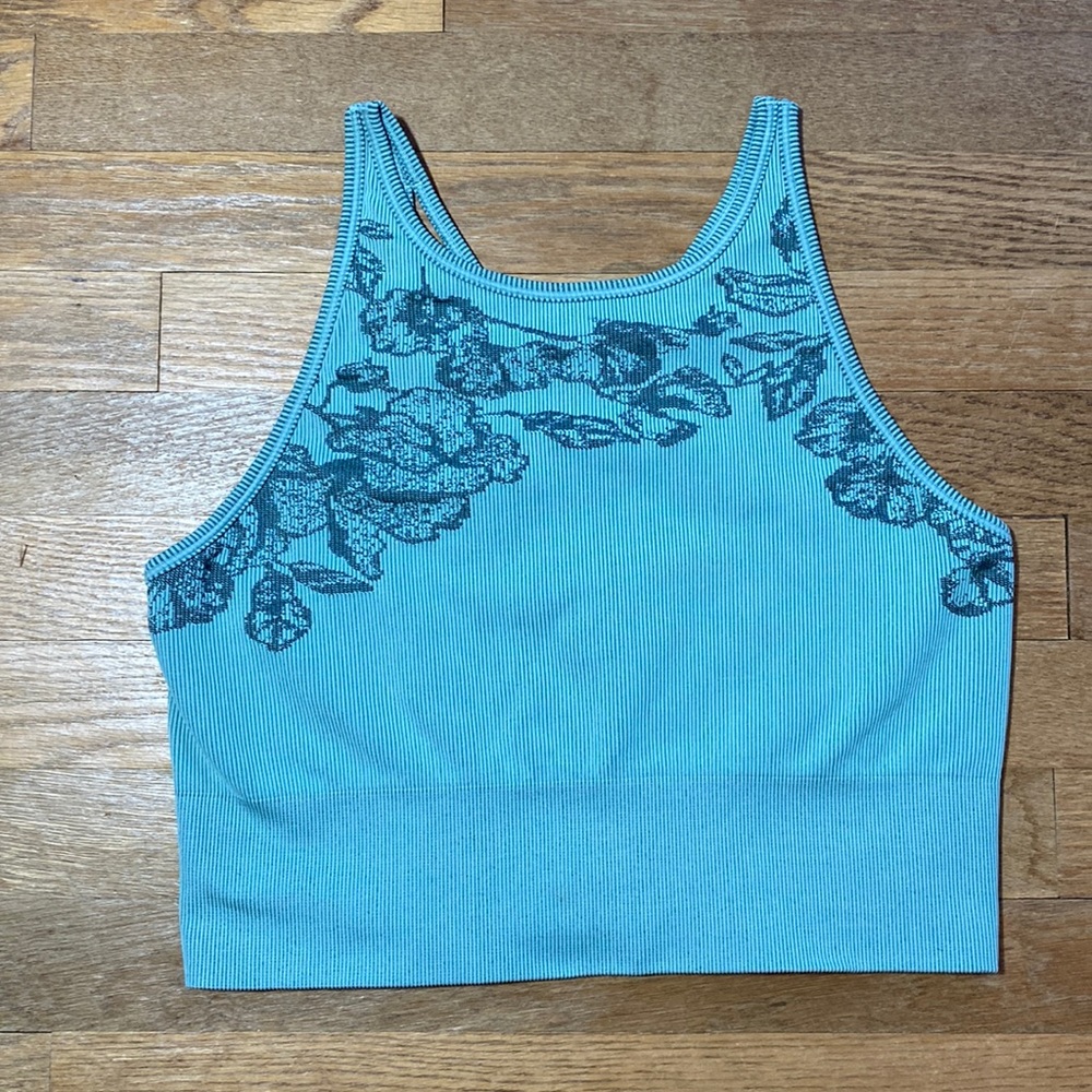 Athleta Aurora Seamless High Neck Crop Tank EUC, green